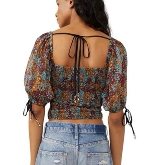 NEW Free People Back on Top‎ Floral Summer Crop Top Shirt Small - Picture 1 of 8